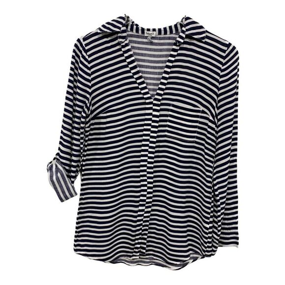 Splendid Striped Popover Blouse Top V-neck XS - Picture 1 of 4